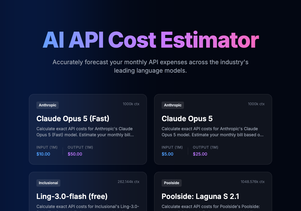 Model Math cost calculator screen